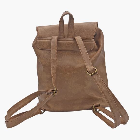 NWOT UNDER ONE SKY Faux Leather Floral Small Backpack (Tan/Cognac) - Picture 5 of 10